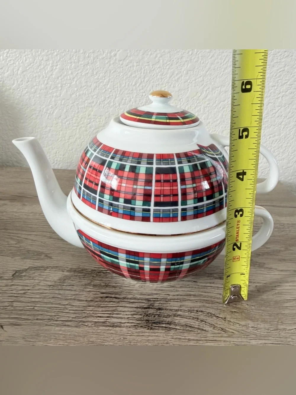 Williams Sonoma Stuart Dress Tartan Individual Teapot Cup Combo Plaid Red Japan